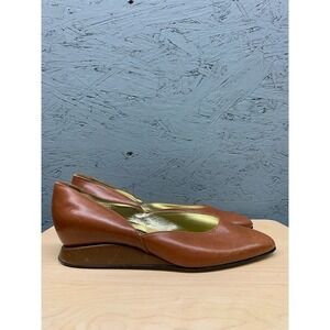 Walter Steiger Women's Leather‎ Wedge Heels 7B Brown Pointed Toe Made in Italy